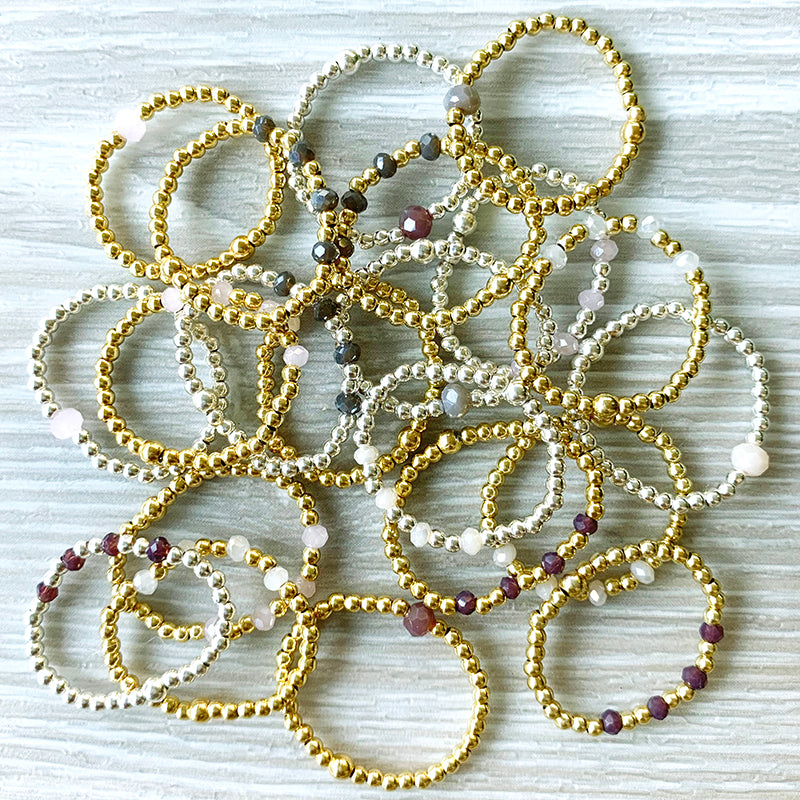 Sienna Four Beaded Elasticated ring DillyDally Jewellery