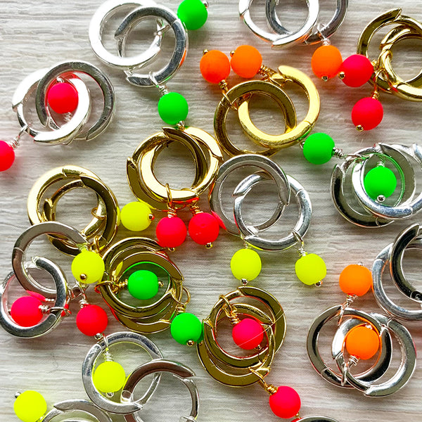 Flo Neon Drop Huggie Earrings