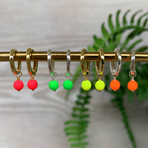 Flo Neon Drop Huggie Earrings