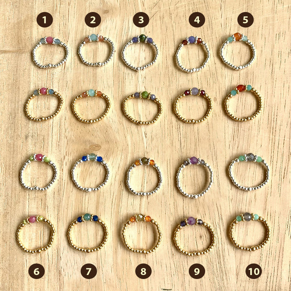 Salma Semi Precious Elasticated Ring