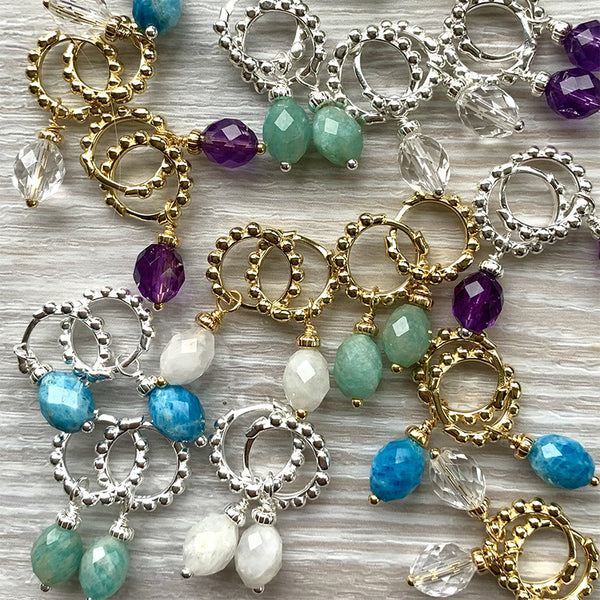 Tia Semi Precious Drop Huggie Earrings
