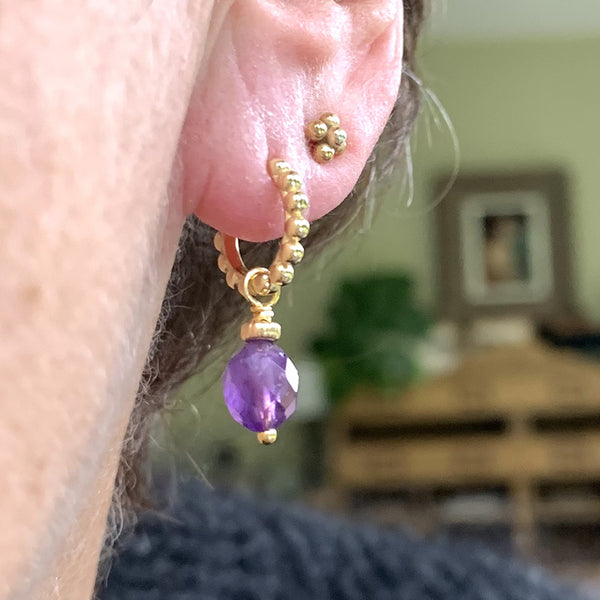 Tia Semi Precious Drop Huggie Earrings