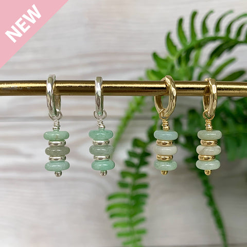 Trinity Semi Precious Huggie Earrings