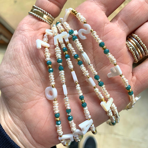 Coco Mother of Pearl Letter Necklace
